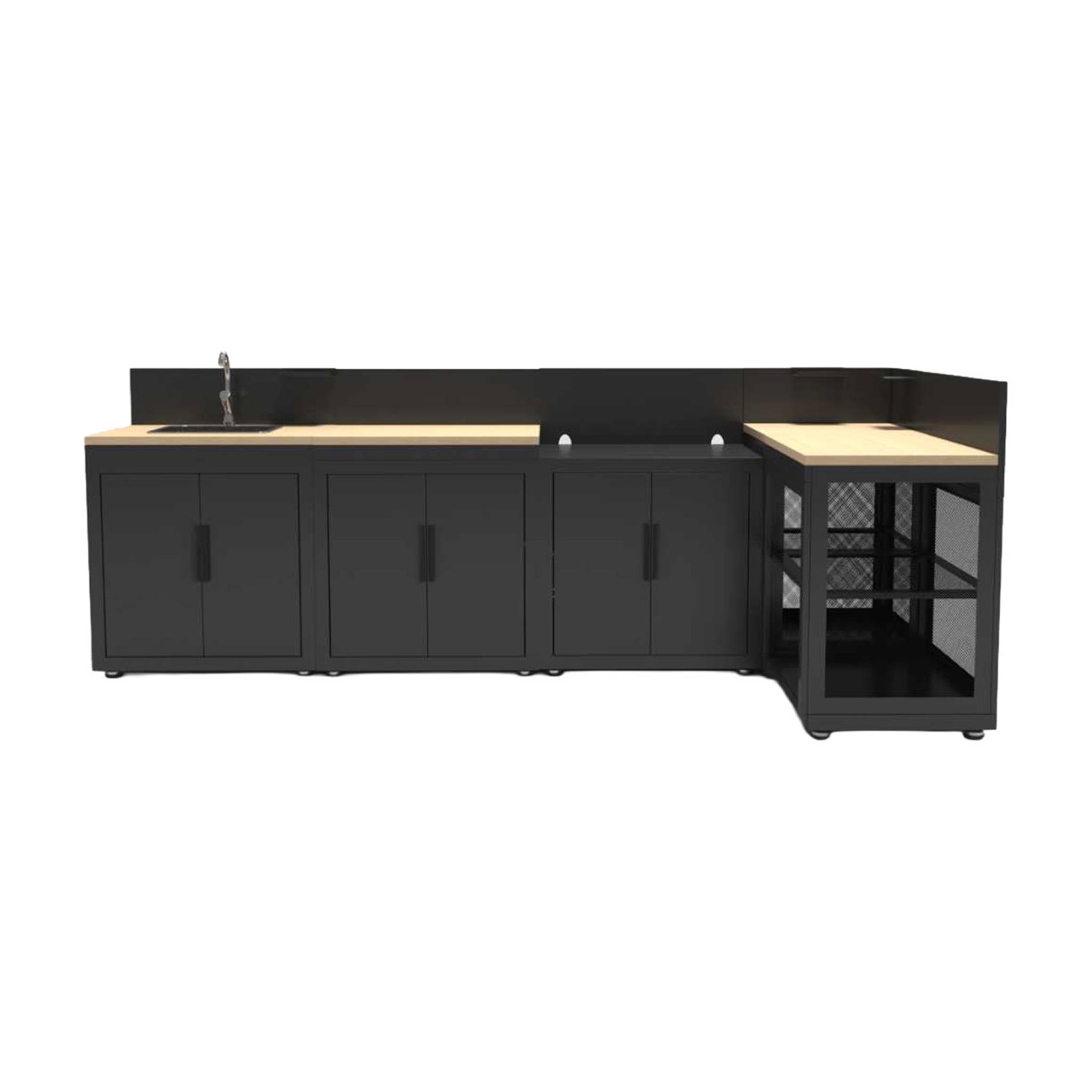 sweeek - Buitenkeuken 5 modules staal en houtdecor