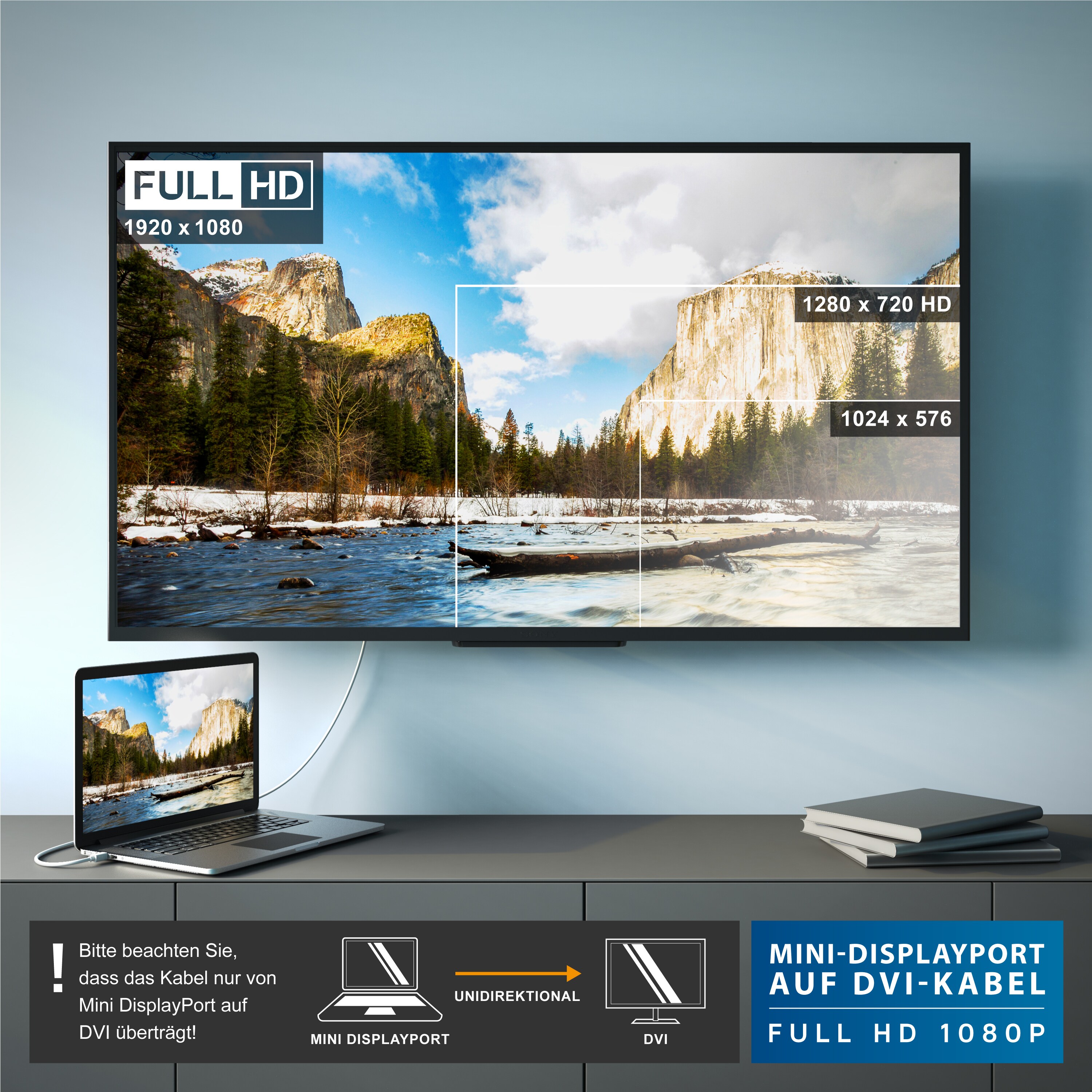 CSL Mini DisplayPort zu DVI Video-Kabel, miniDP Monitor Adapter Kabel, für Apple, PC's & Notebooks - 5m