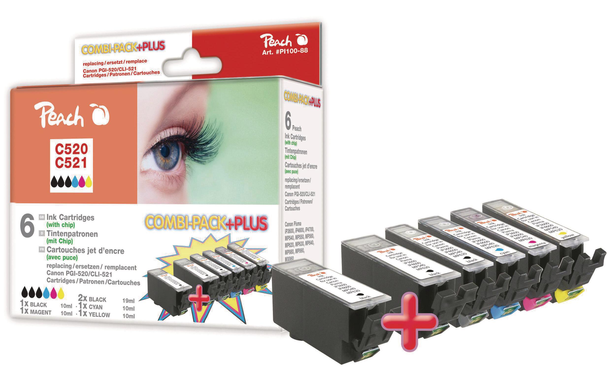 Tintenset Canon PGI-520XL / CLI-521XL C/M/Y/BKDruckerpatrone: Schwarz, Cyan, Magenta und Gelb