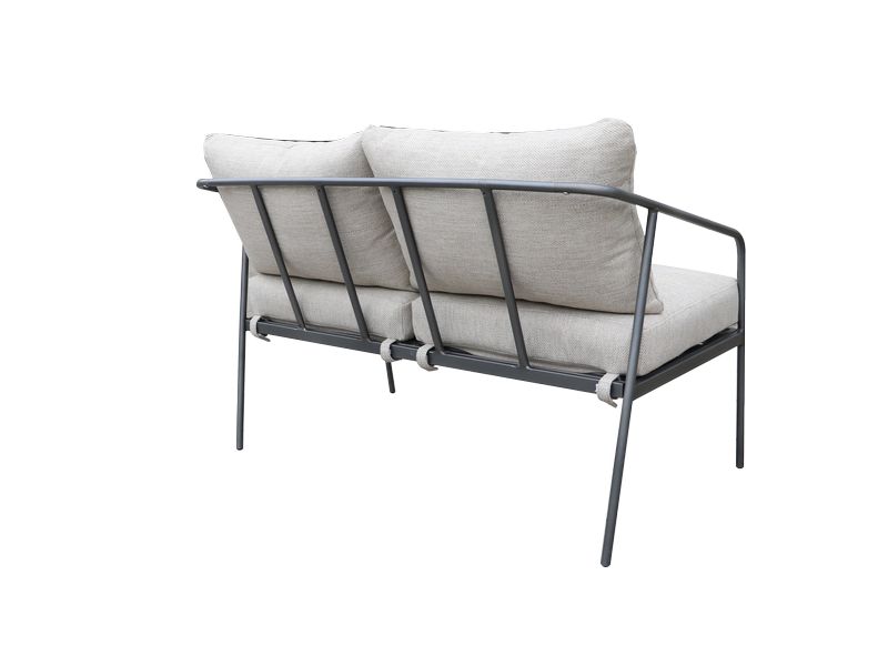 COCON Loungeset Origlio, Beige/Schwarz, 4 Sitzplätze Ein Zweiersofa, zwei Stühle und zwei Tische für Garten, Terrasse oder Balkon