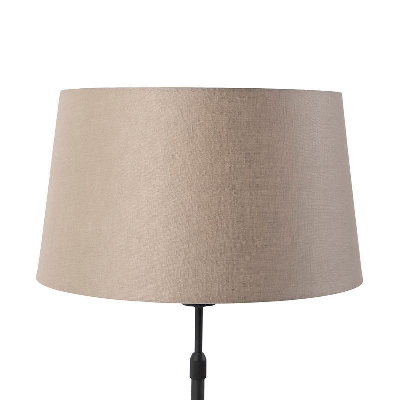 Tafellamp zwart met linnen kap taupe 35 cm verstelbaar - Parte