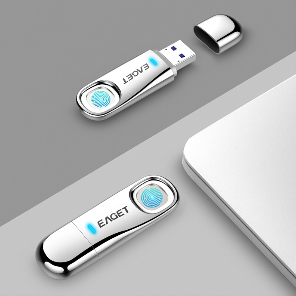 (64GB) USB 3.0 Speicher Stick Flash Drive mit Fingerabdruck Sensor Verschlüsselung - Silber