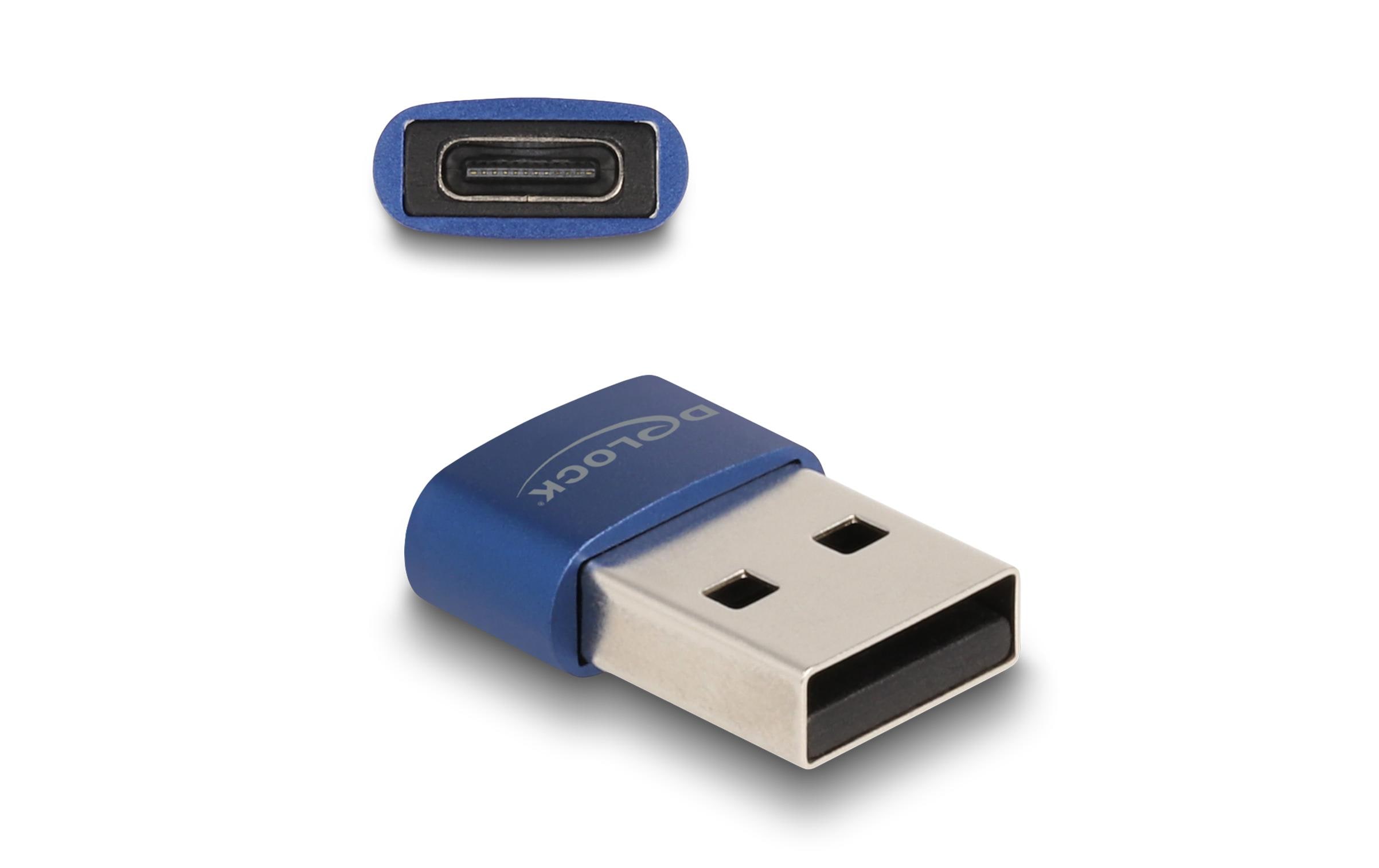 USB 2.0 Adapter USB-A Stecker - USB-C BuchseDelock USB 2.0 Adapter USB Typ-A Stecker zu USB Type-C Buchse blau