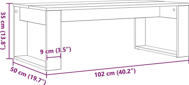vidaXL - Salontafel - Zwart - Bewerkt Hout - Eikenkleurig - 102x50x35 cm