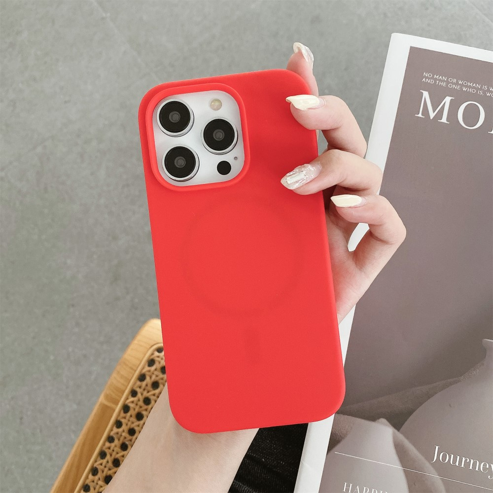 iPhone 15 Pro Max MagSafe Silikon Case Hülle - Rot