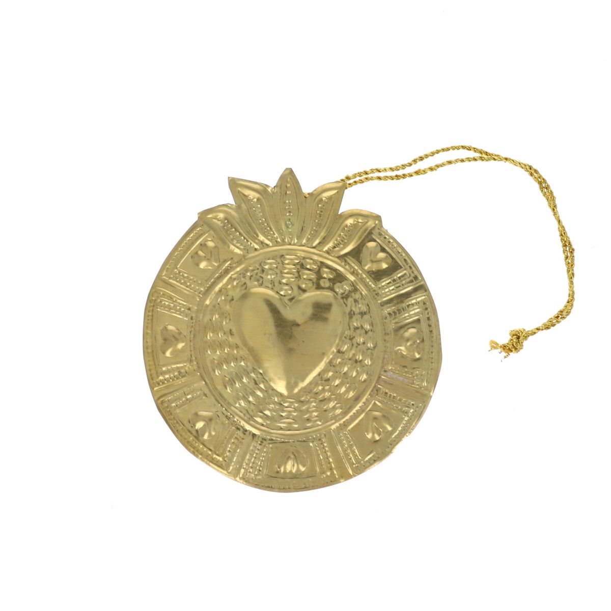 Suspension ronde en laiton doré cœur ex-voto Atelier jasmin