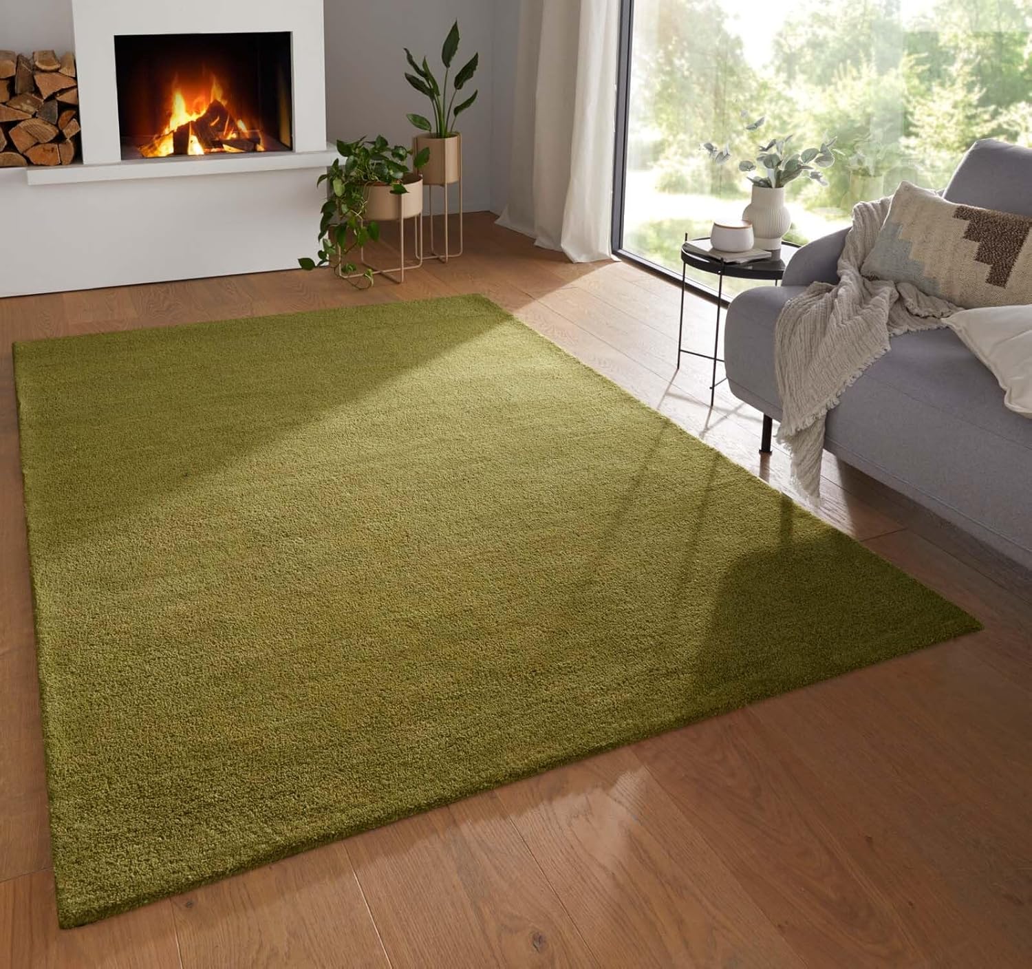 Taracarpet Teppich Georgia Gabbeh Loom Wollteppich strapazierfähiger Schurwollteppich fürs Wohnzimmer, Schlafzimmer und Esszimmer grün 200x290 cm