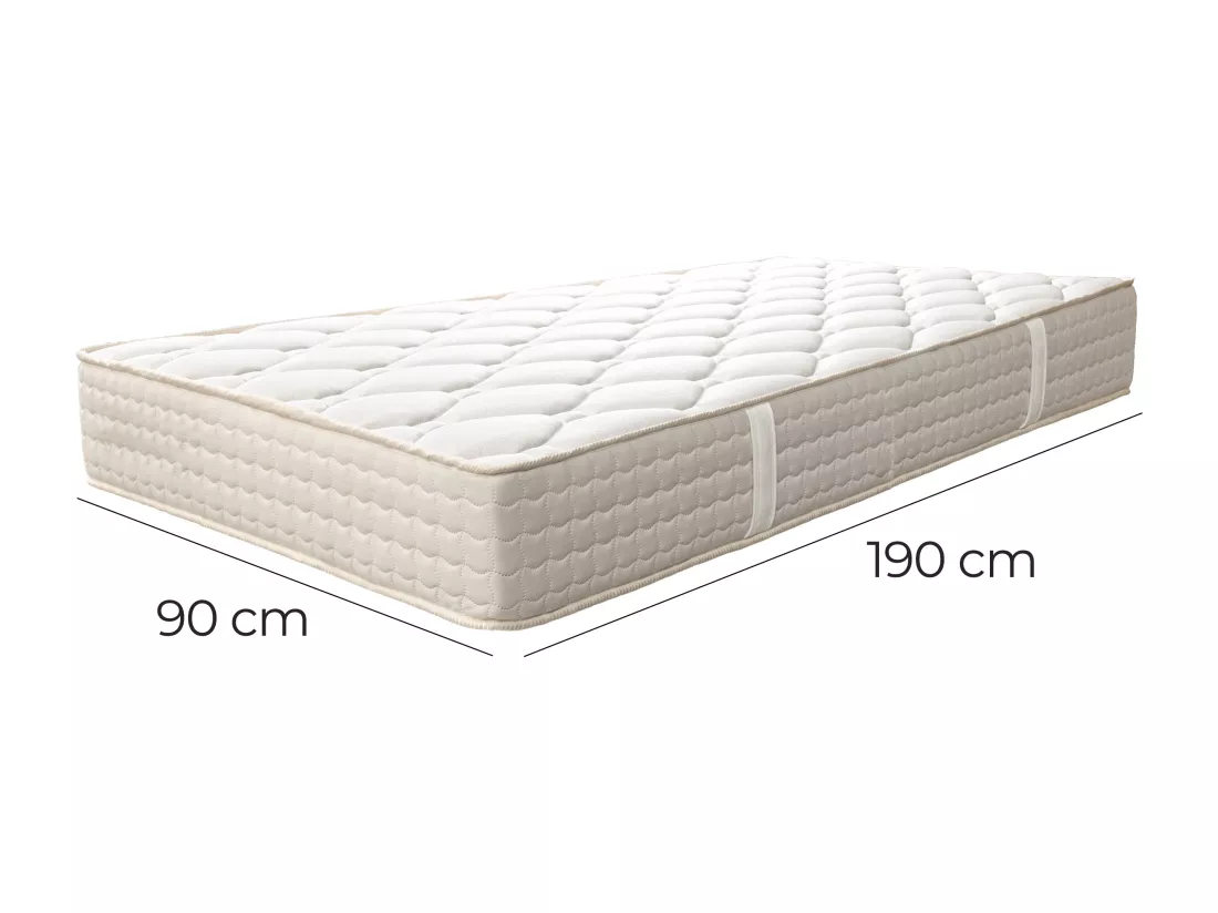 Matelas réversible DENIA 90x190 cm, en mousse haute densité, indépendance du couchage, ferme, face été/hiver, épaisseur 20 cm