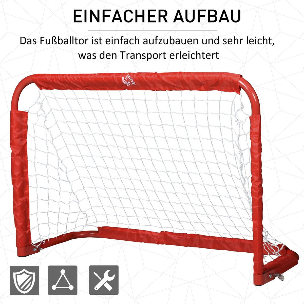 HOMCOM Voetbaldoelen, Voetbalnet, Opvouwbaar, 90 x 36 x 60 cm, Staal, Tetrolon, Rood