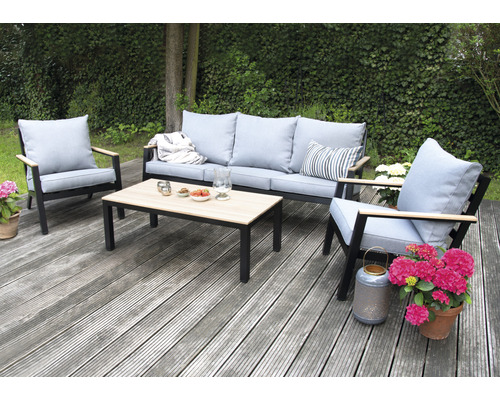 4-delige tuinmeubelset, aluminium met teakhout