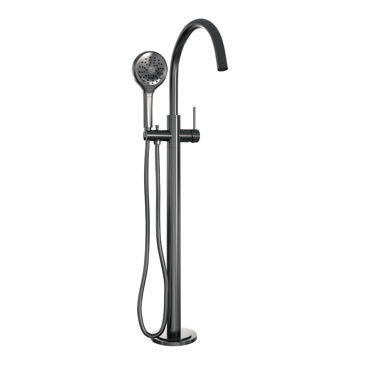 Brauer Gunmetal Carving vrijstaande badmengkraan met 3 standen handdouche gunmetal geborsteld PVD