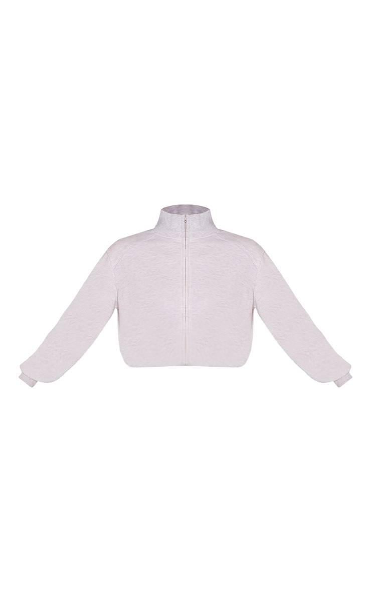 Gris Cendré Sweat-shirt Léger À Col Montant Zippé En Molleton Bouclette