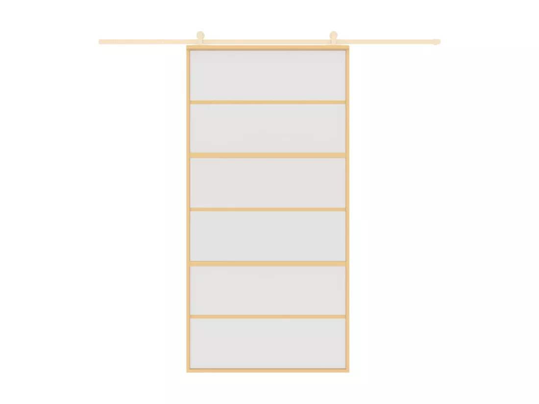 Porte coulissante doré 102,5x205 cm verre ESG dépoli aluminium