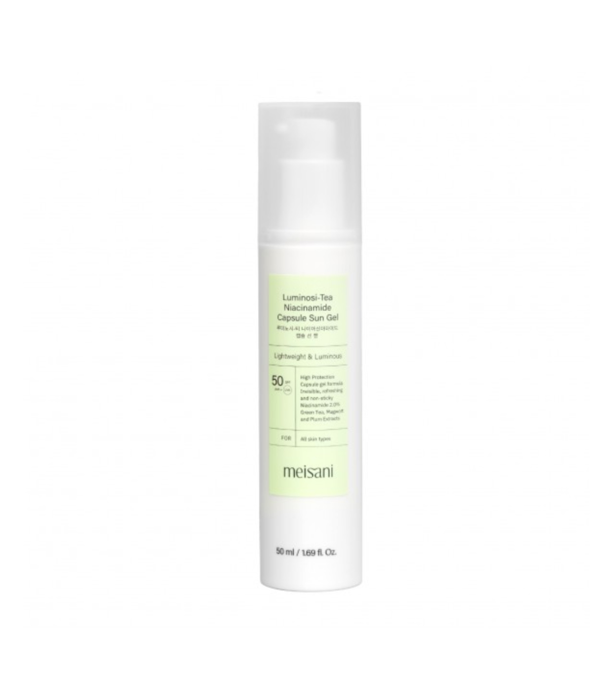 Meisani - Gel protetor solar facial Luminosi-tea Niacinamide Spf50