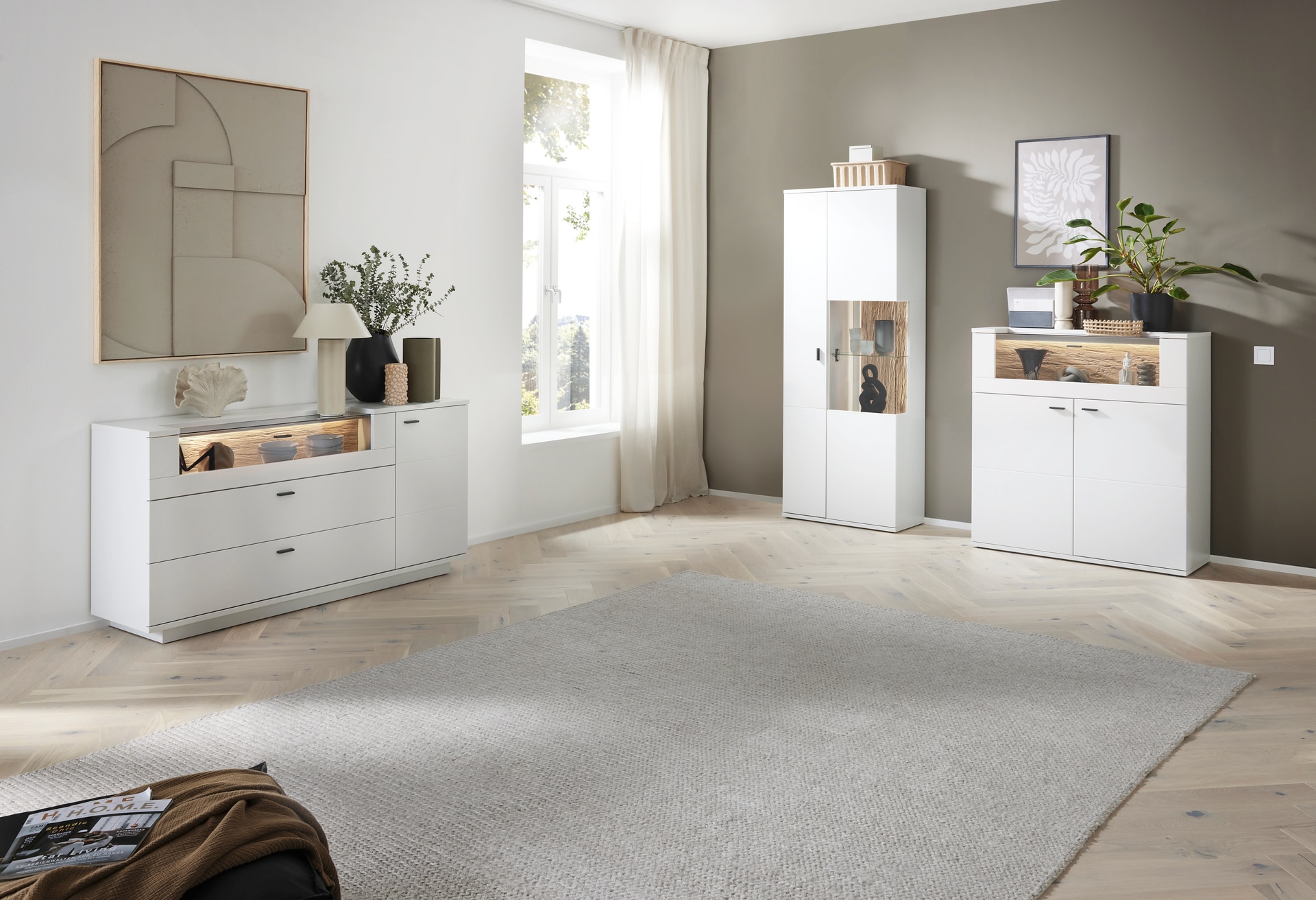CASAVANTI Highboard LISSABON modern white 110 x 118 cm