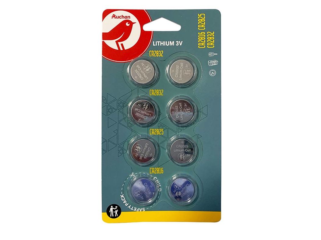 PILHAS BOTÃO AUCHAN 4XCR2032 2XCR2025 2XCR2016