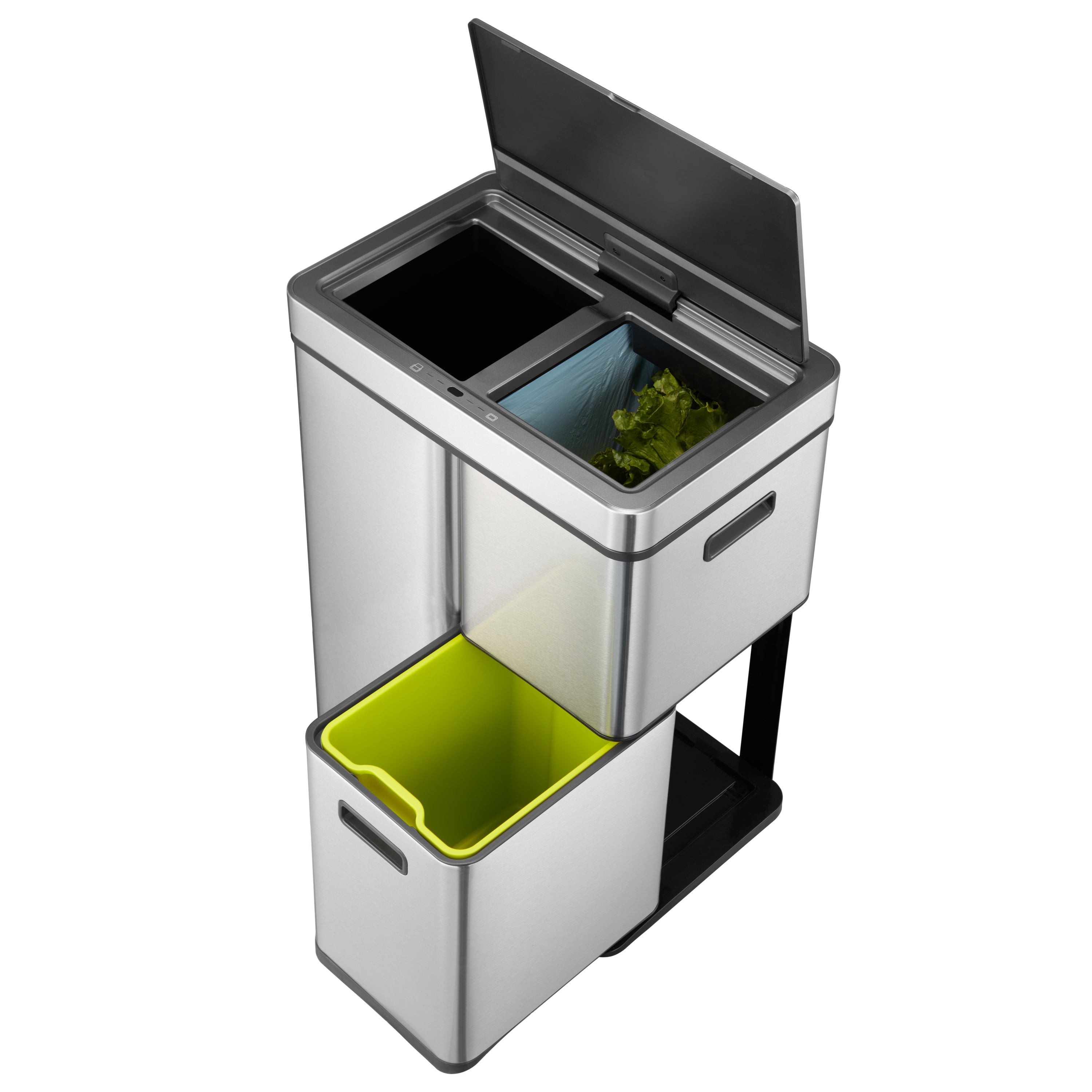 EKO Mirage+ Sensor Afvalemmer 60 Liter (30+15+15L) - RVS