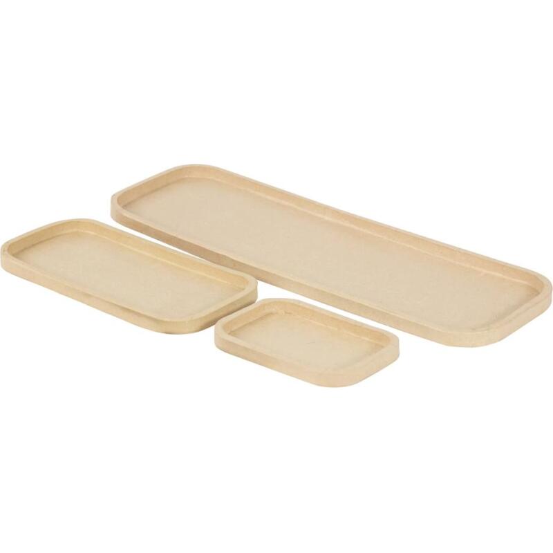Lot de 3 plateaux rectangulaires - Kraft