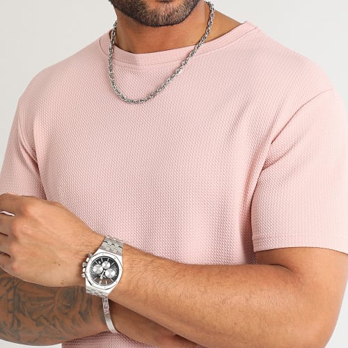 Lot De 2 Tee Shirts Texturé Waffle 0154 0297 Rose Noir