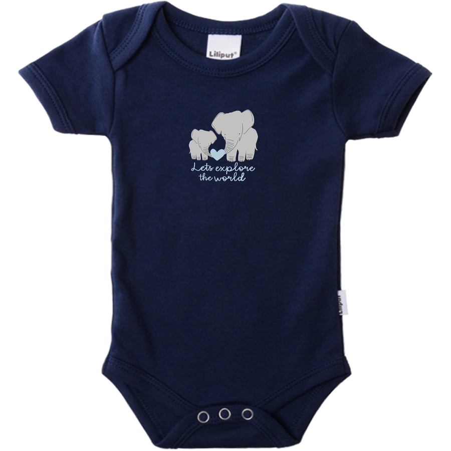 Liliput Baby-Bodies im 2er-Pack Elefanten marine grau gestreift