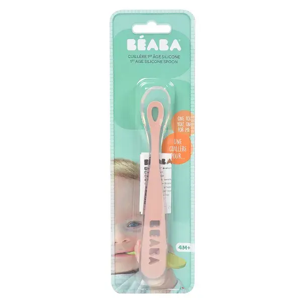 Béaba Repas Cuillère Silicone 1er Âge Rose