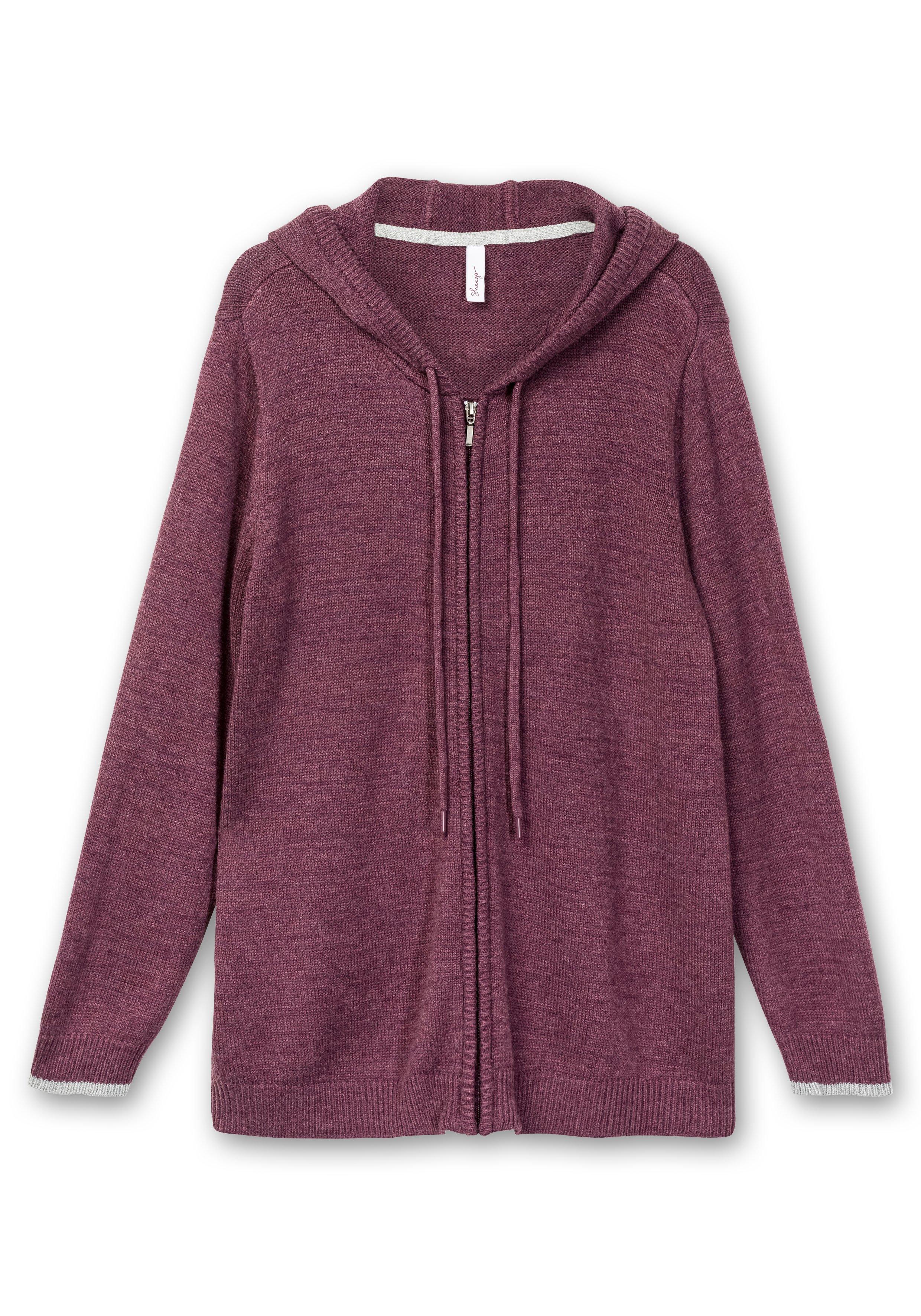 Kapuzenstrickjacke mit Reißverschluss, mit Kaschmiranteil