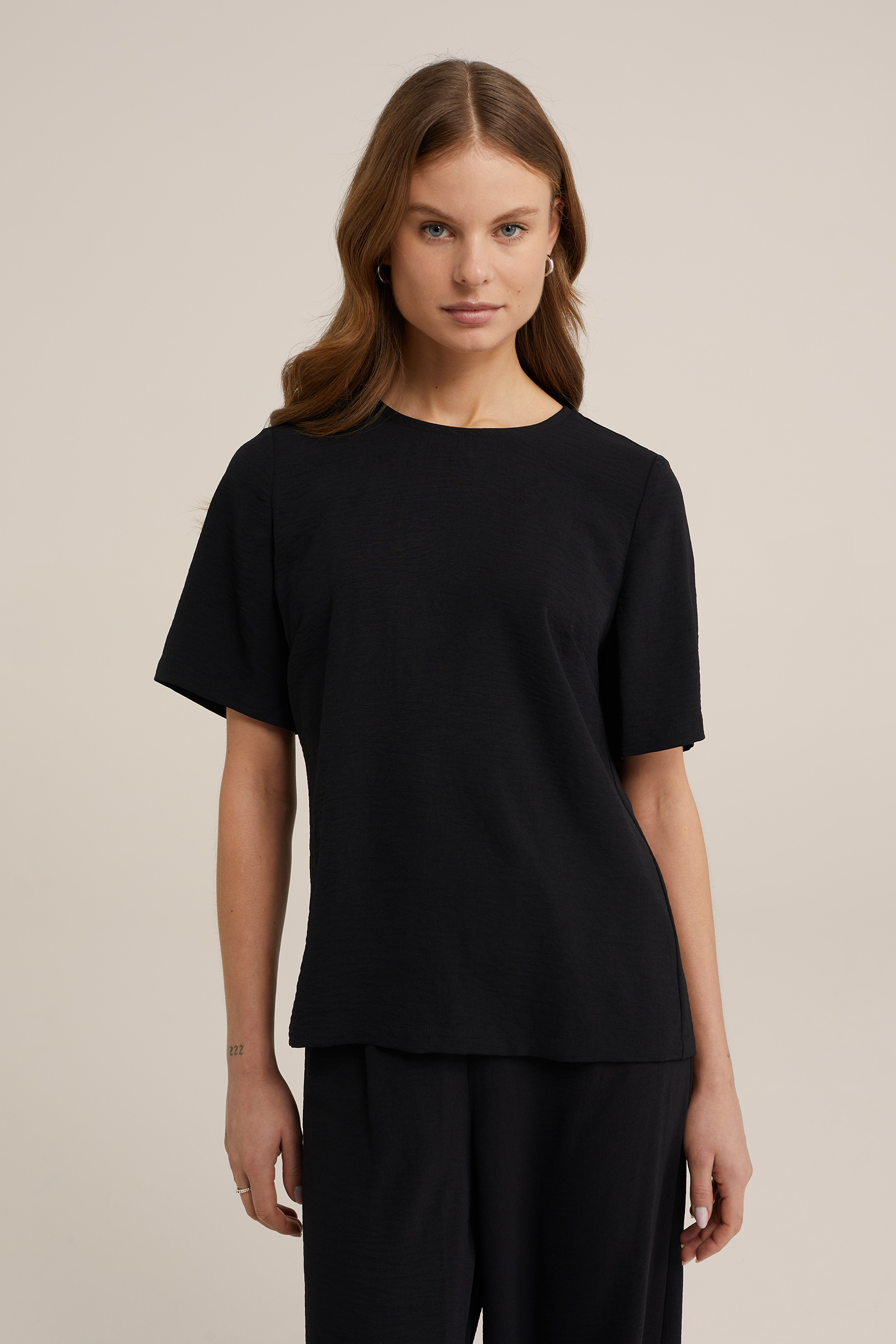 geweven top WE Fashion Zwart