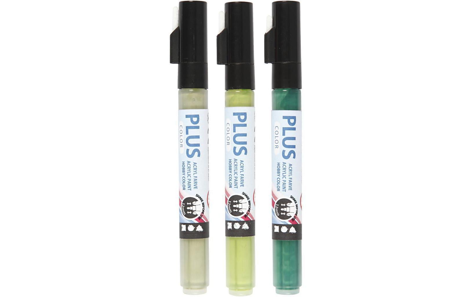 Acrylmarker Plus Color 3er Set, GrüntöneAcrylstifte für Z. B. Steine anmalen