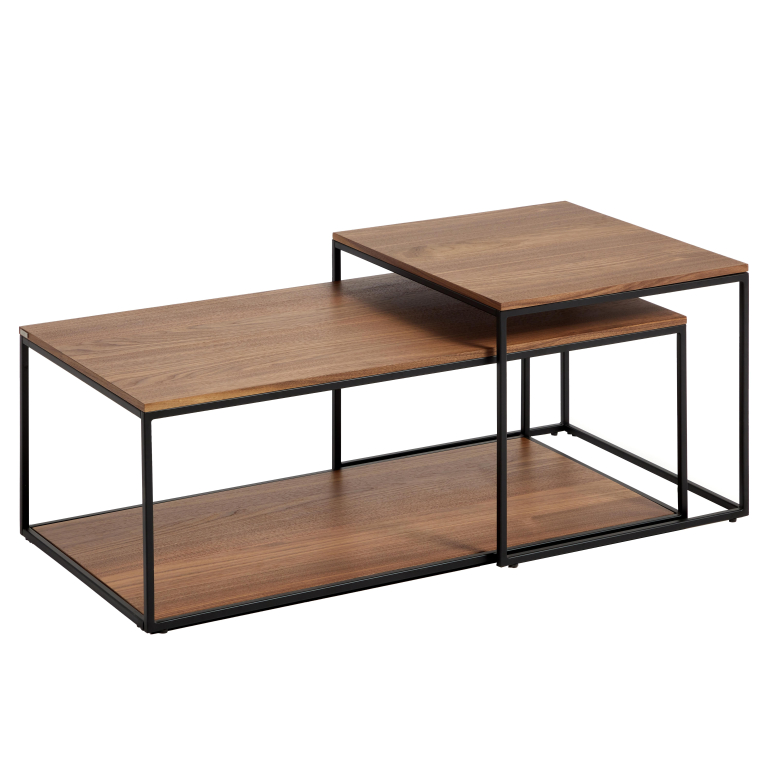 Kave Home Yoana salontafel set van 2 walnoot