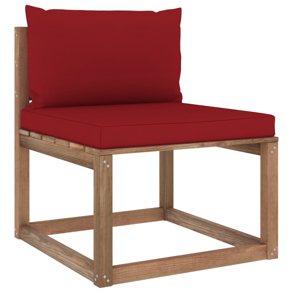 Salon de jardin palette meuble d'extérieur ensemble de mobilier 3 pièces et coussins bois de pin imprégné