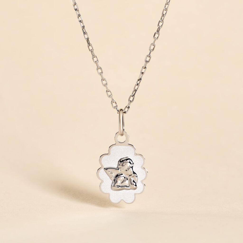 Pendentif Ange Nuage Or Blanc