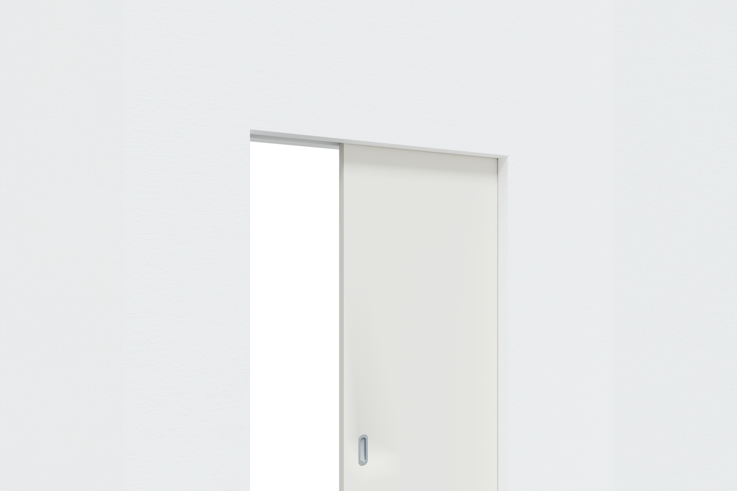 Houten deurblad, buisvormige spaanplaat, 735x2110mm, wit gelakt RAL9010 met verzonken greep, geschikt voor Premium Pocket