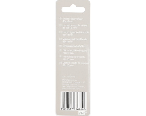 Vervangende haakmessen 548 x 18 mm, verpakking van 5