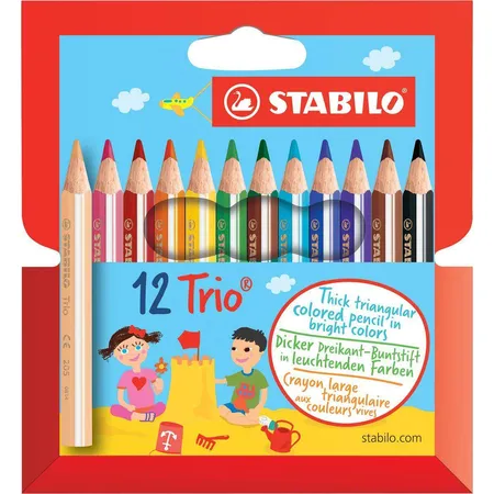 Dreikant-Buntstift - STABILO Trio dick kurz - 12er Pack - mit 12 verschiedenen Farben