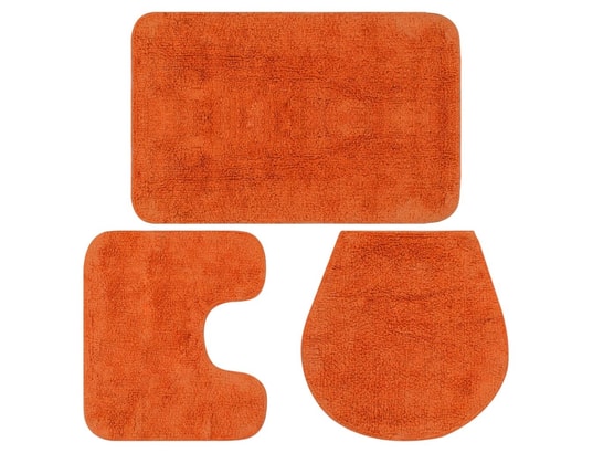 VIDAXL - Tapis de bain Jeu de tapis de salle de bain 3 pcs tissu orange