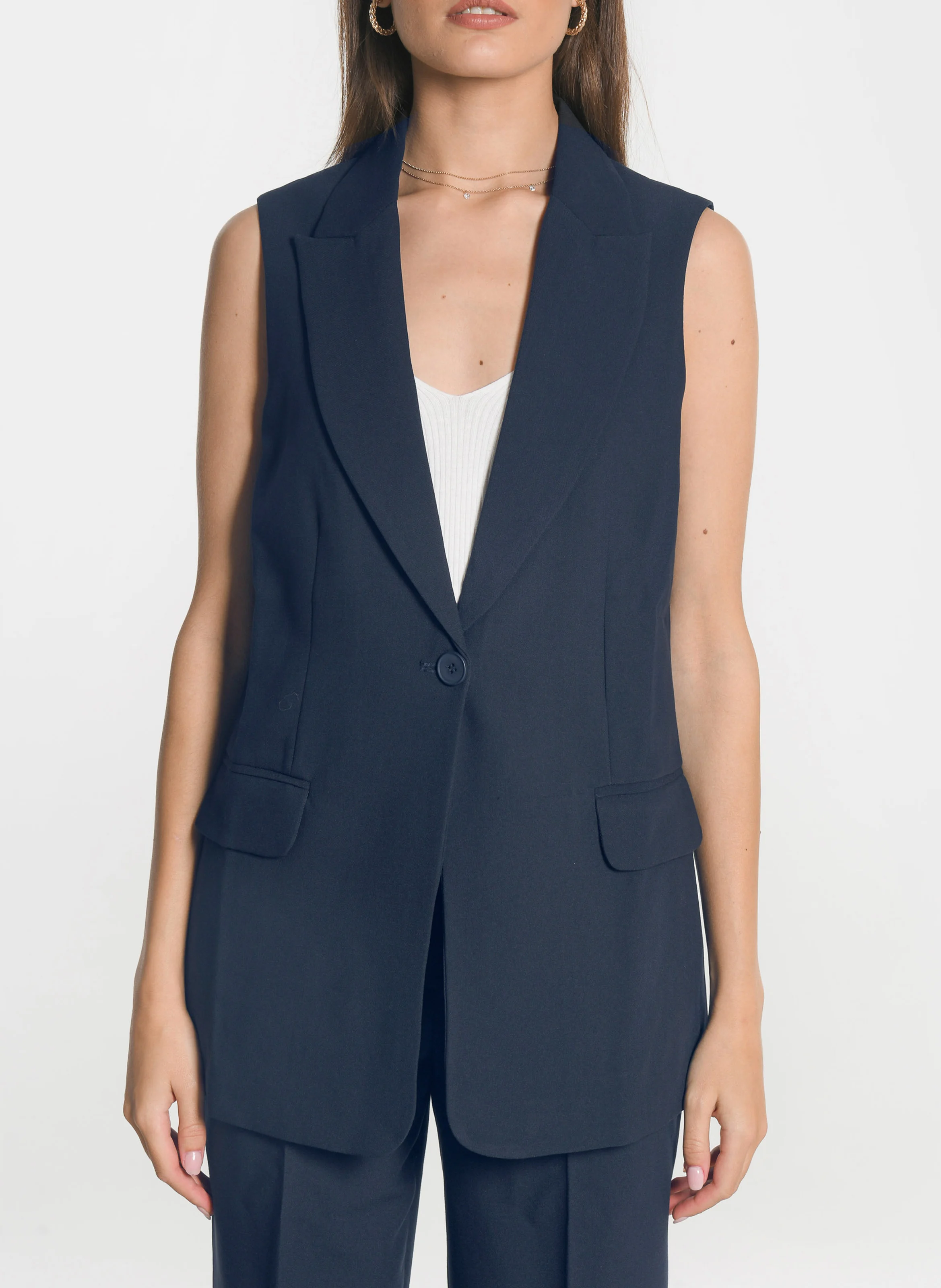 BRITNEY - Veste de tailleur sans manches| Bleu
