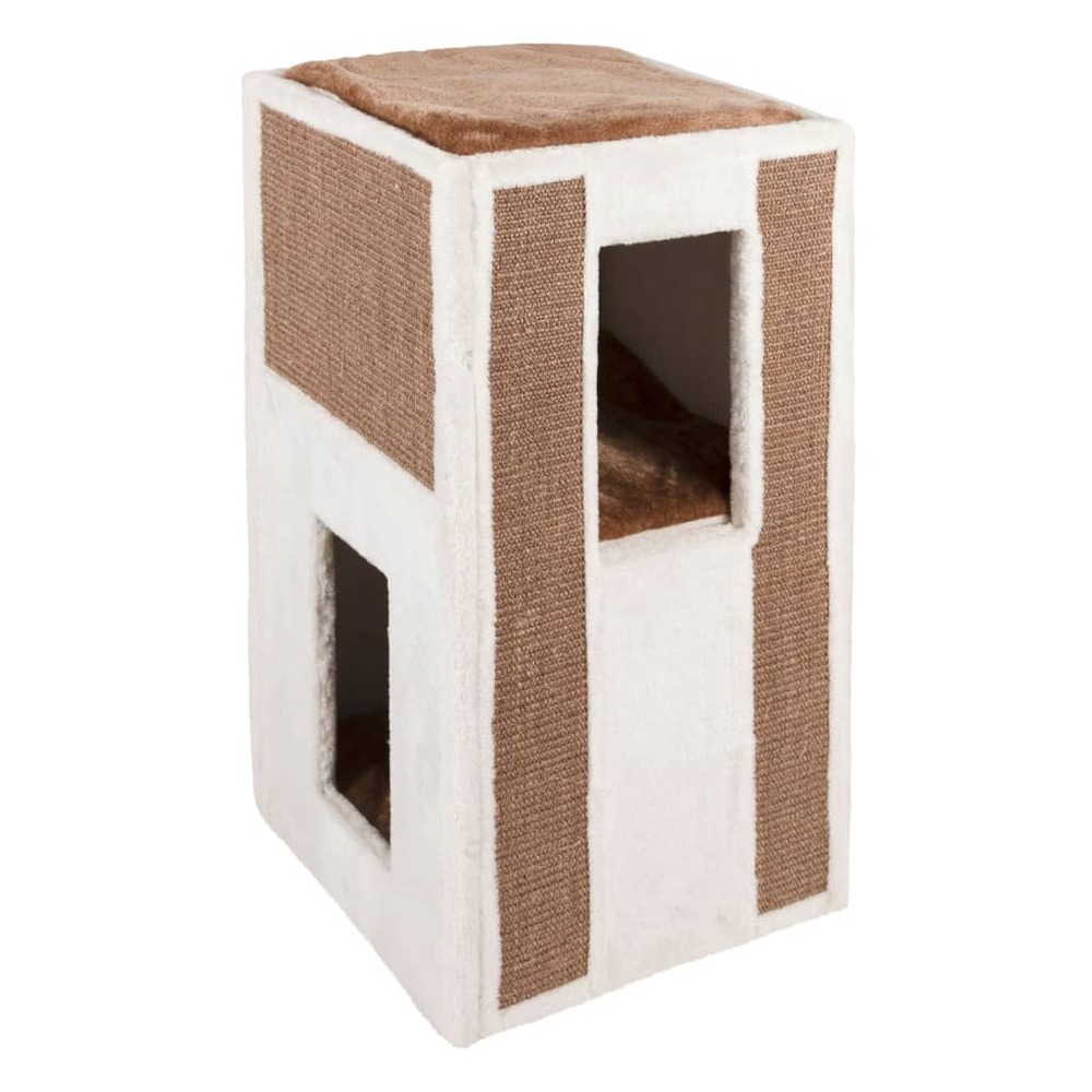 Baril de grattage pour chats galina 40x40x78 cm blanc et marron