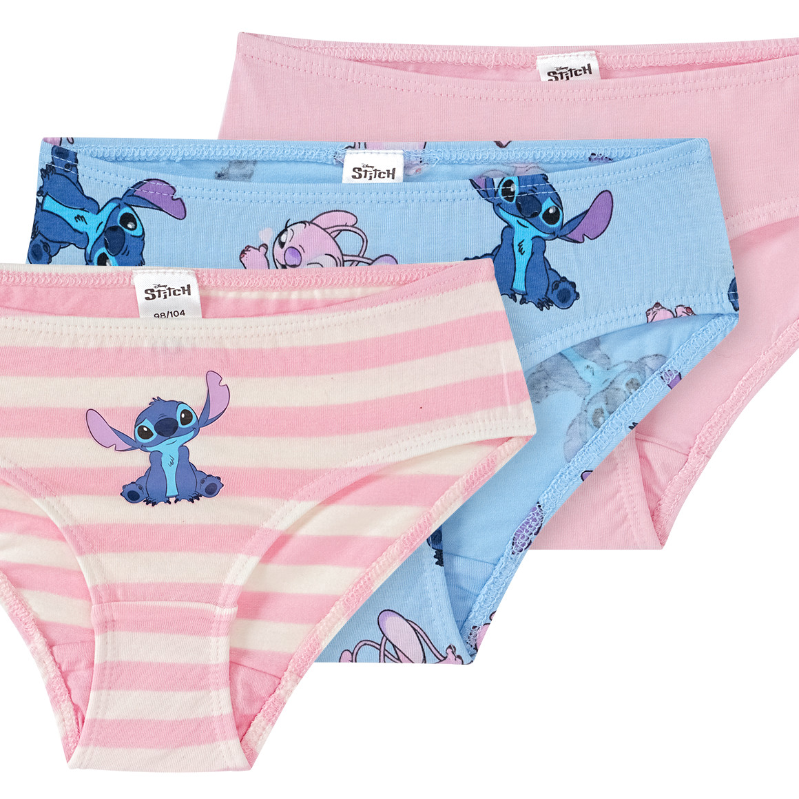 Topolino 3 Disney Stitch Slips im Set rosa / cremeweiss / hellblau