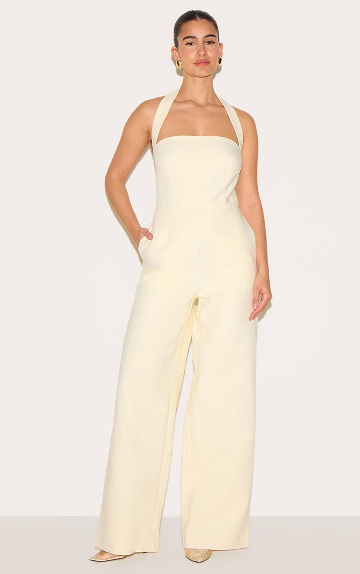 Butter Yellow Combinaison-pantalon Premium Tissée À Encolure Dos-nu Et Jambes Larges