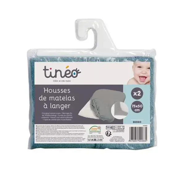 Conjunto de 2 capas para trocador de fraldas Tinéo Celadon