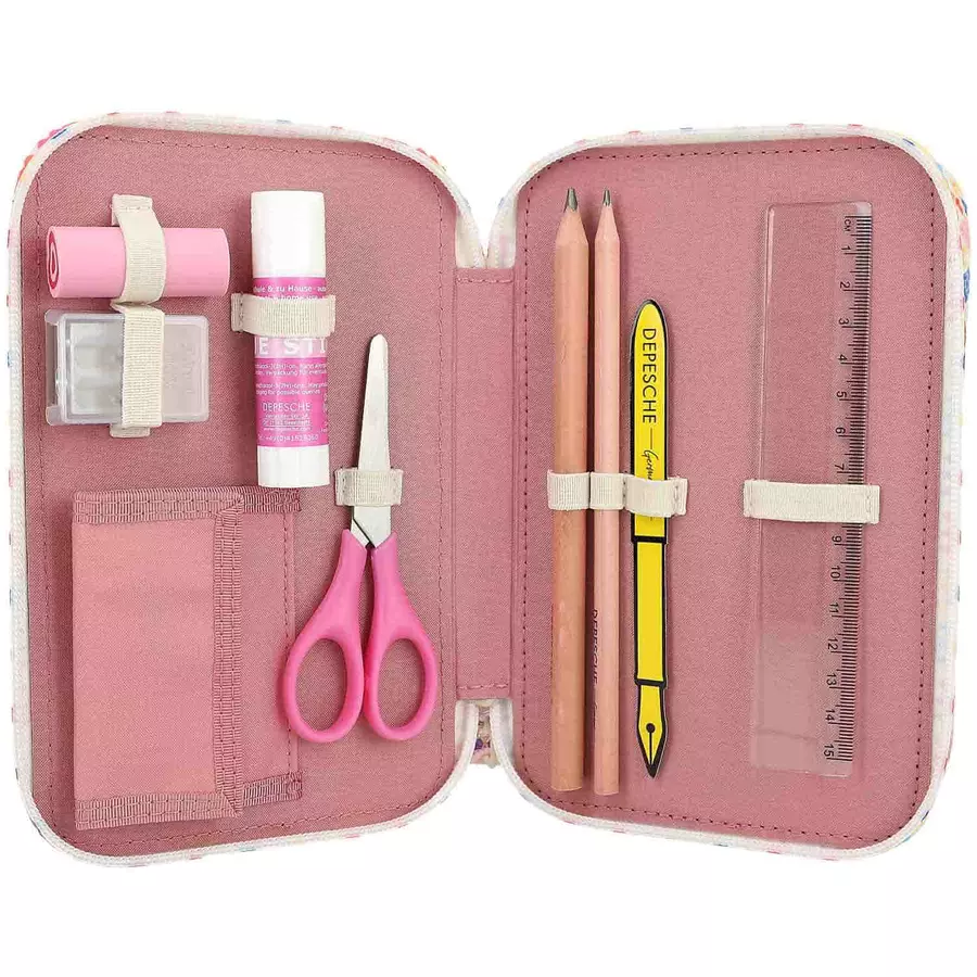 Depesche Federtasche COSY mit Druck TOPModel 7,5 x 13 x 20 cm altrosa