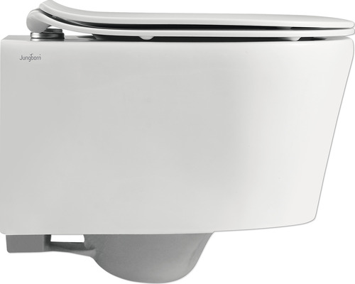 Jungborn wandclosetset ONE48, randloos, verkort, glanzend wit, met toiletzitting en softclose-mechanisme