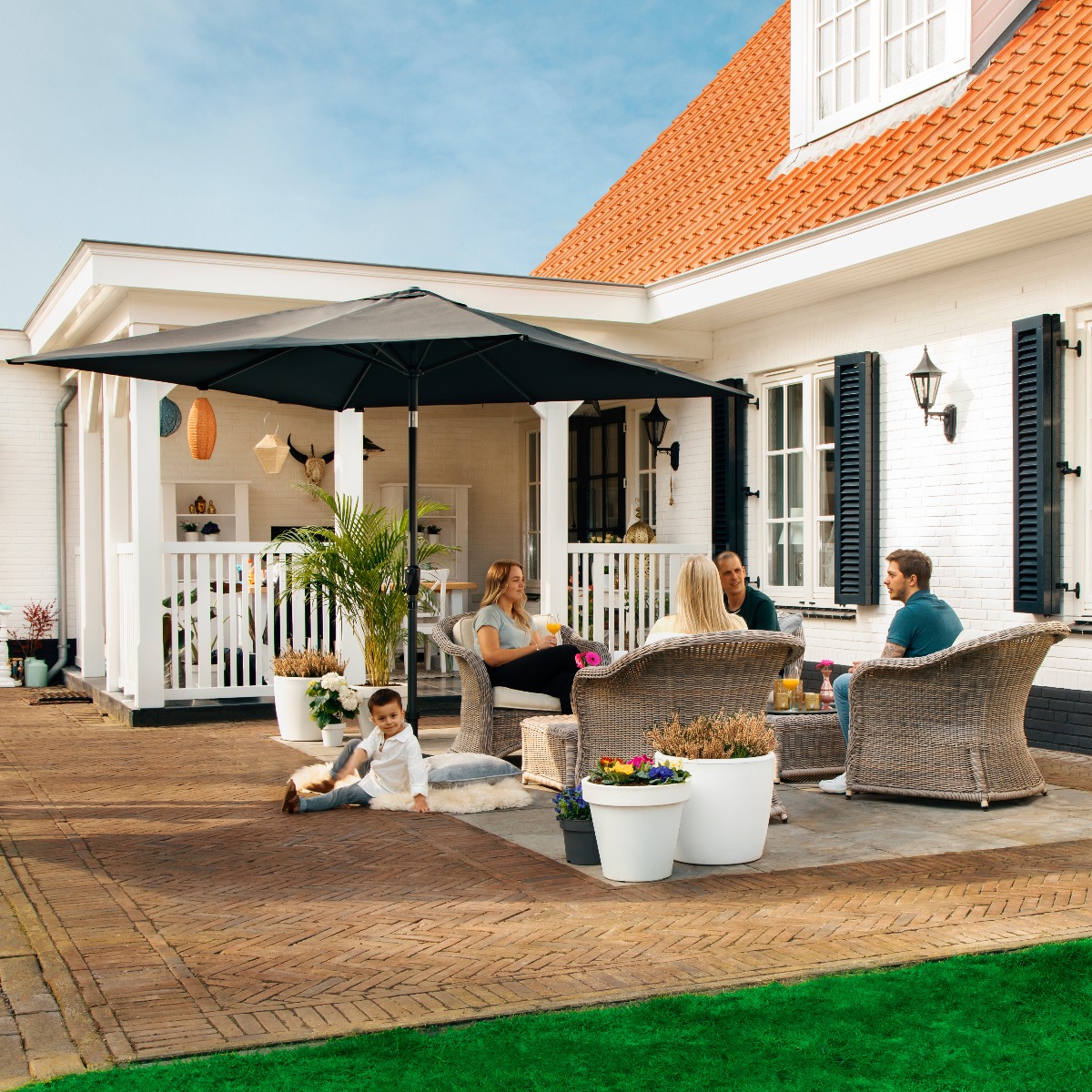 VONROC Premium Rosolina 280 x 280 cm stokparasol - Black