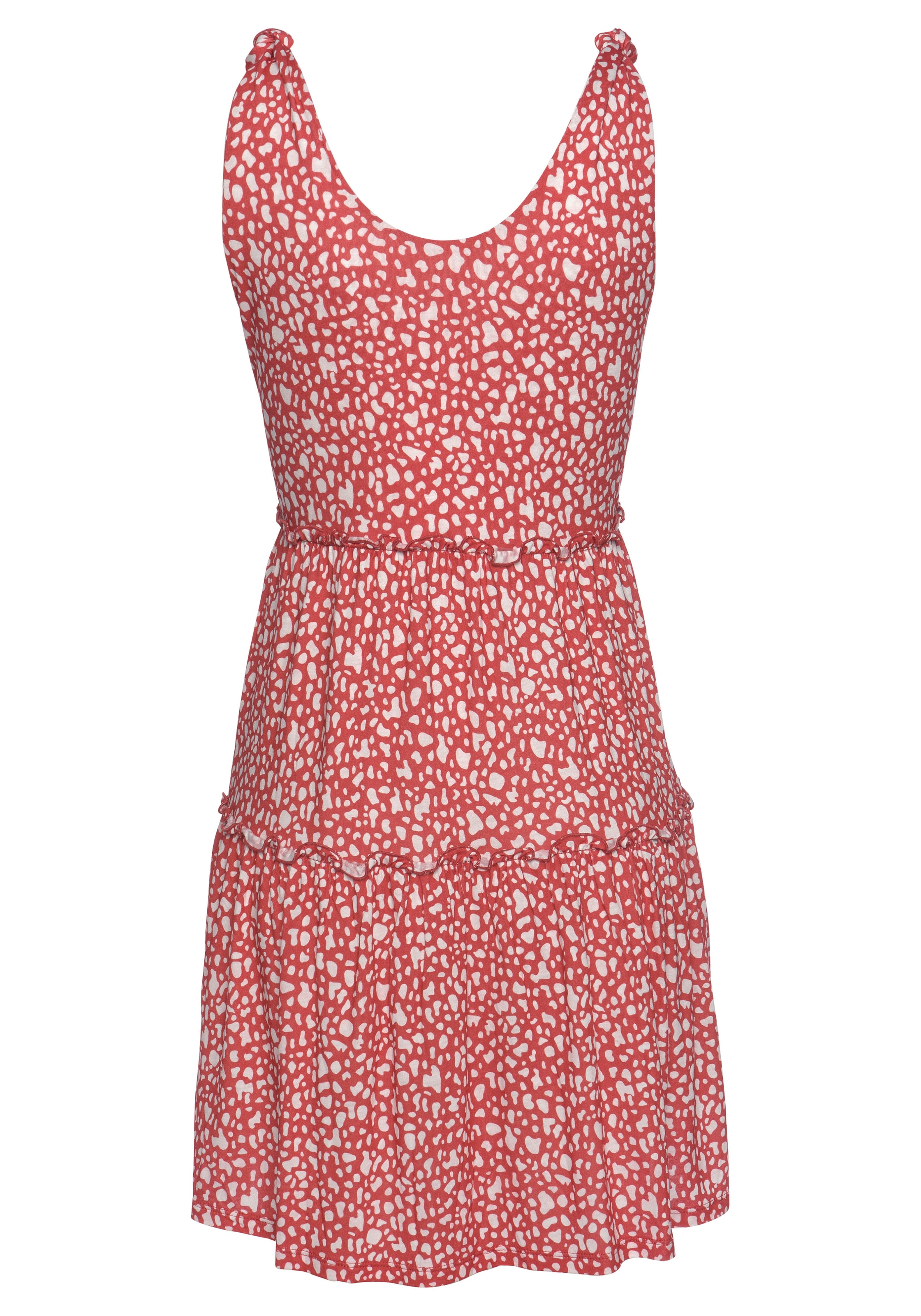 Beachtime Druckkleid mit modischen Volants, lockere Passform, Sommerleid, Strandkleid
