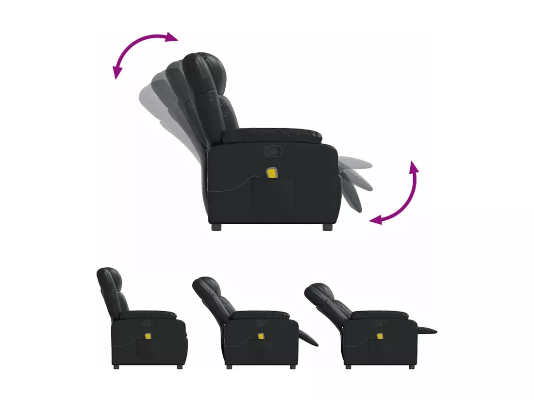 Fauteuil de massage inclinable Noir Similicuir