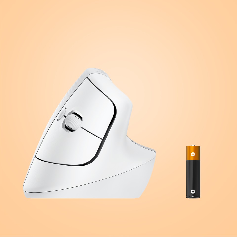 Logitech - Lift for Mac Vertical Ergonomic Mouse - OFF-WHITE