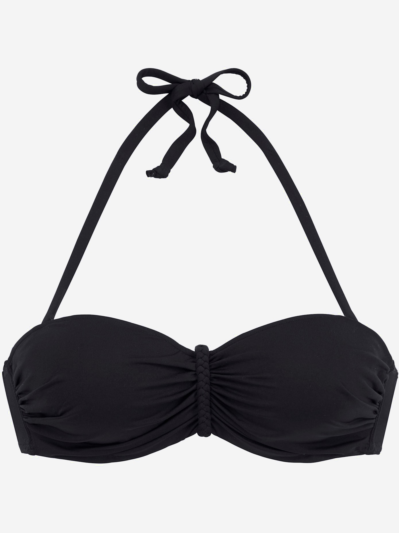 Haut de bikini bandeau à armatures ruban tressé entre les bonnets