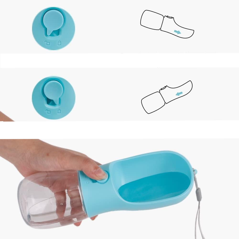(300ml) 3in1 Portable Haustier Trinkflasche Hunde Leckerli Behälter Wasser / Futter / Kotbeutel Spender - Türkis