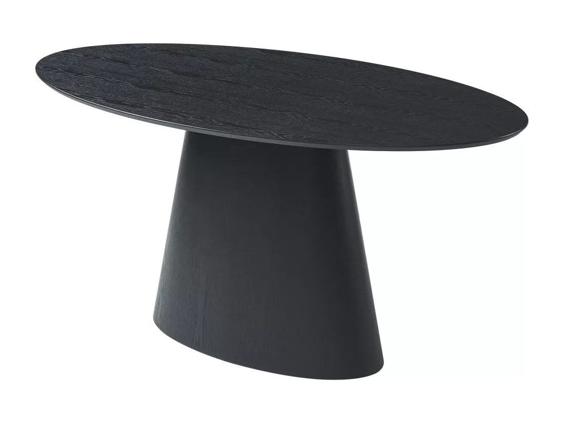 Table à manger 6 personnes placage frêne - Noir - ANTELADA