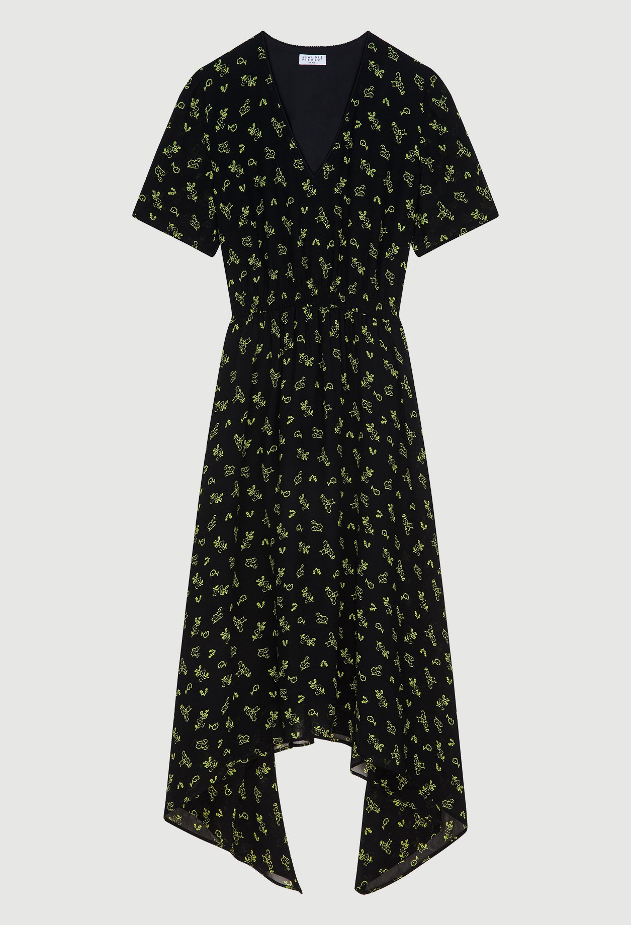 Robe longue fleurie &agrave; pans